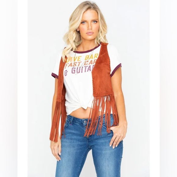 Idyllwind Jackets & Blazers - IDYLLWIND Fueled By Miranda Lambert NEW STRINGS FRINGE BROWN VEST Size Small